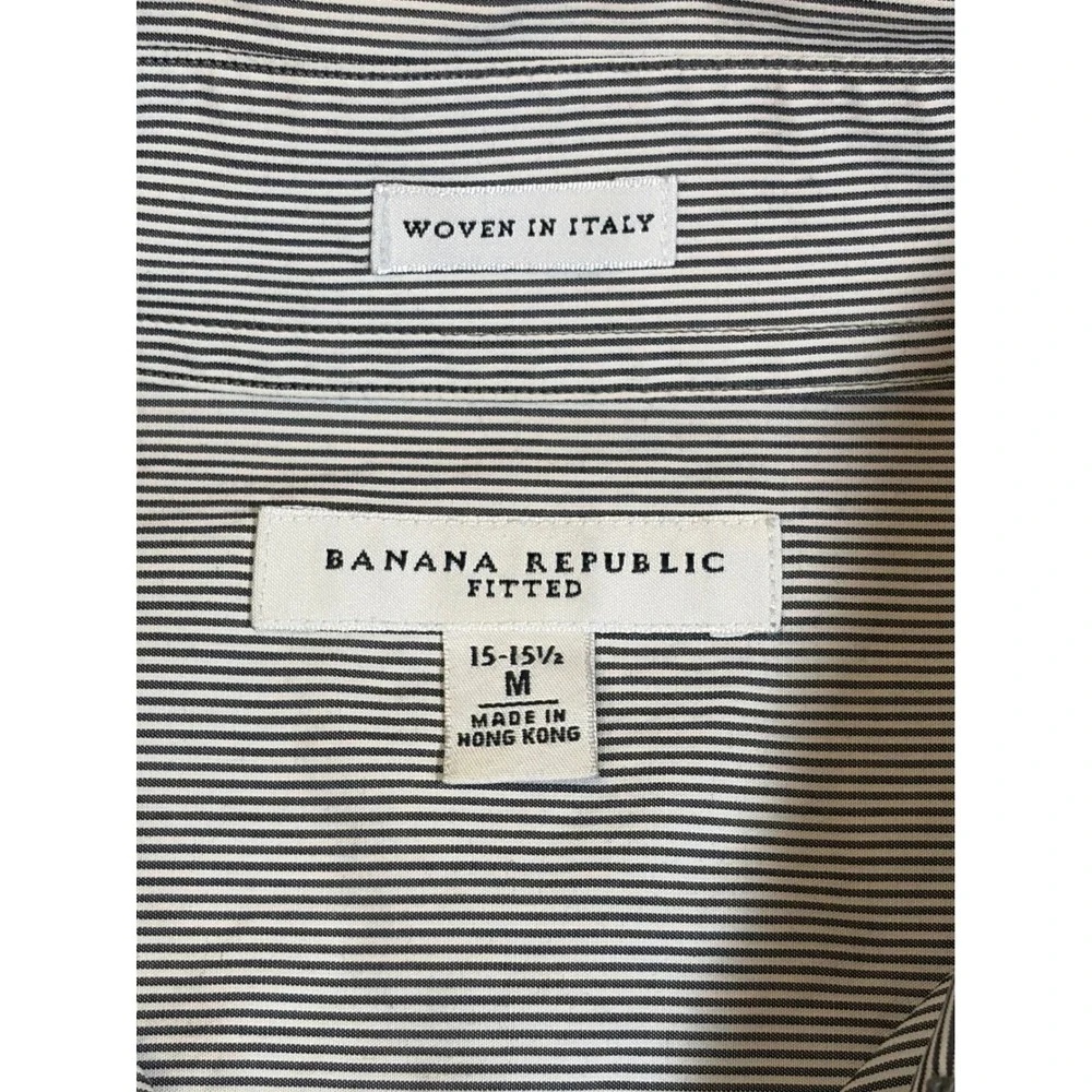 Banana Republic Mens Fitted Striped Button Down Shirt 15-15.5 M Woven in Italy